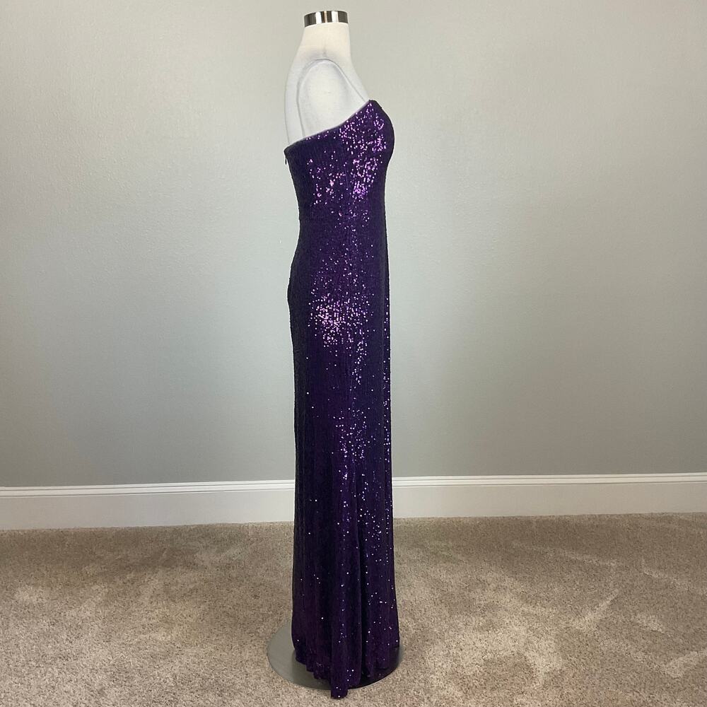 Strapless Sequined Thigh Slit Column Gown Purple Size 6 Formal Dress by AQUA - Picture 4 of 13